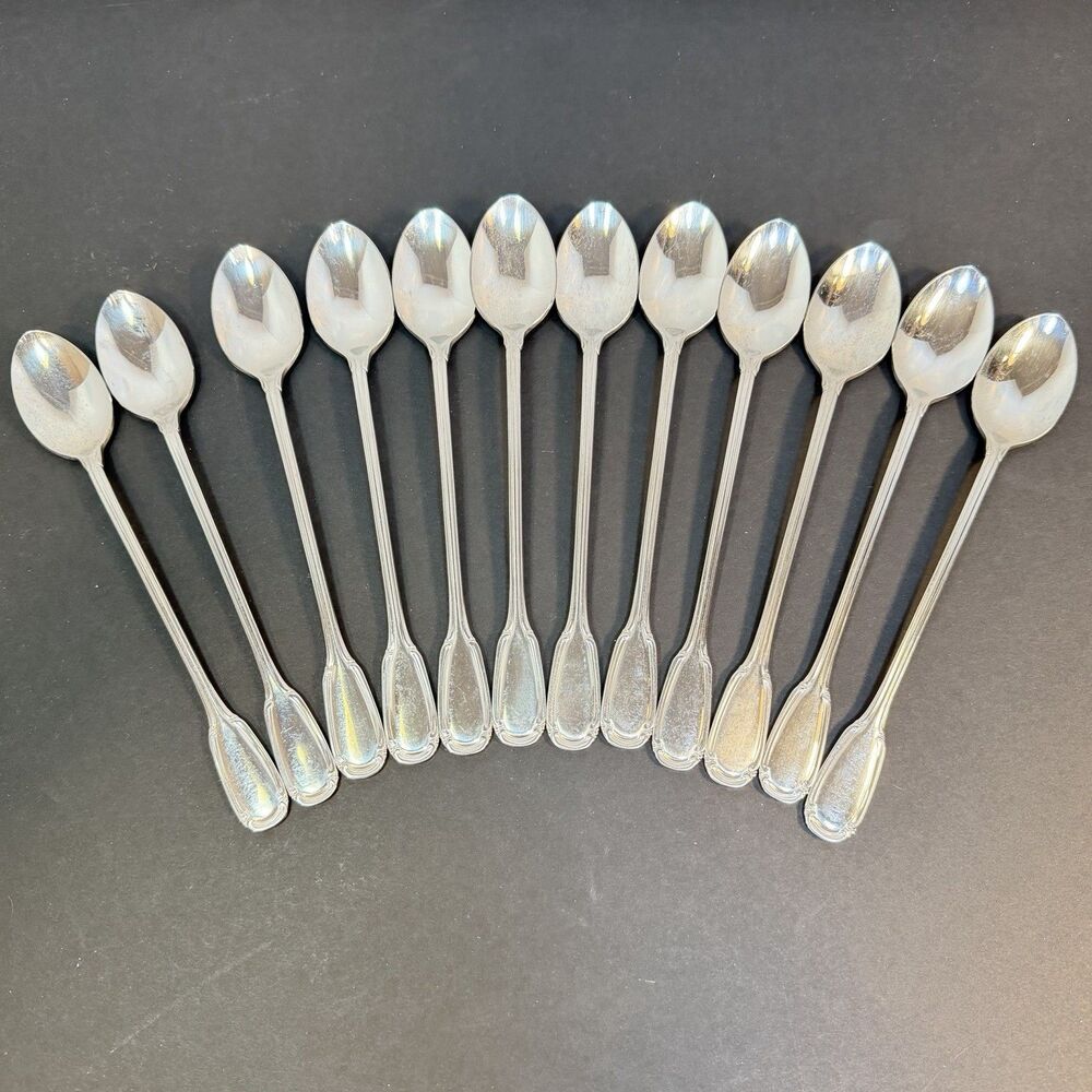 Set Of 12 International Silver Co Iced Tea Spoons Taiwan 7.5” Pattern?